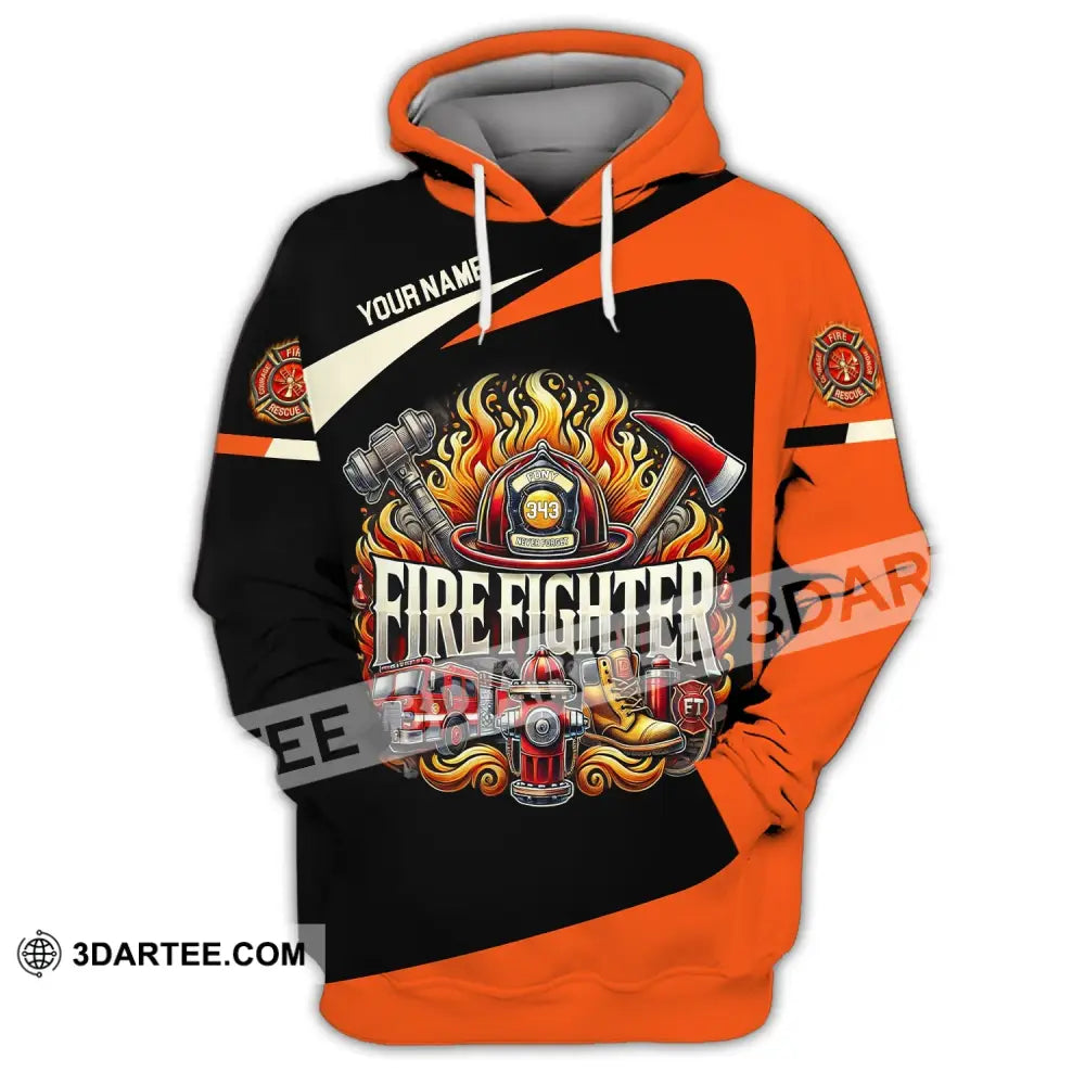 Man Shirt Custom Name Firefighter T-Shirt Hoodie Long Sleeve / S T-Shirt