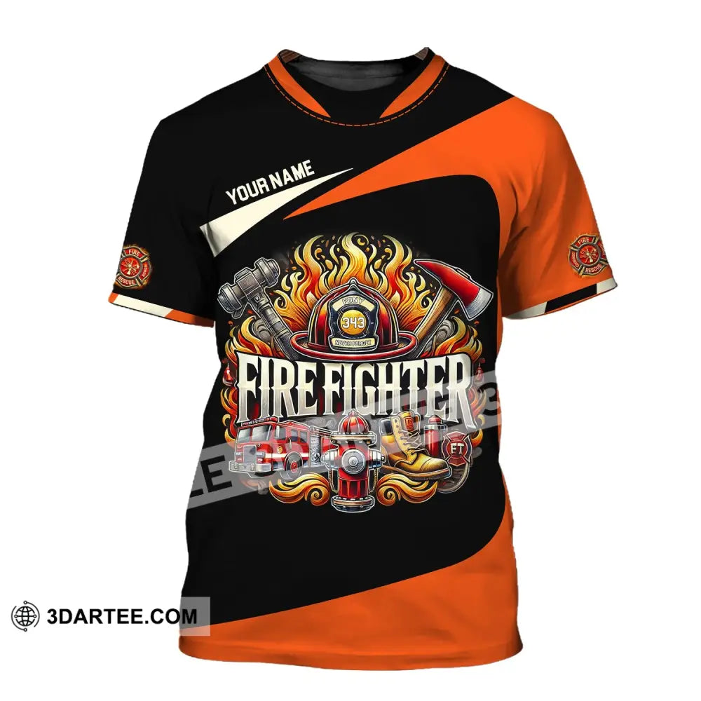 Man Shirt Custom Name Firefighter T-Shirt Hoodie Long Sleeve / S T-Shirt