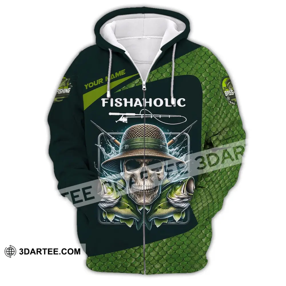 Man Shirt Custom Name Fishing Lover Fishaholic Hoodie Polo Long Sleeve Zipper / S T-Shirt