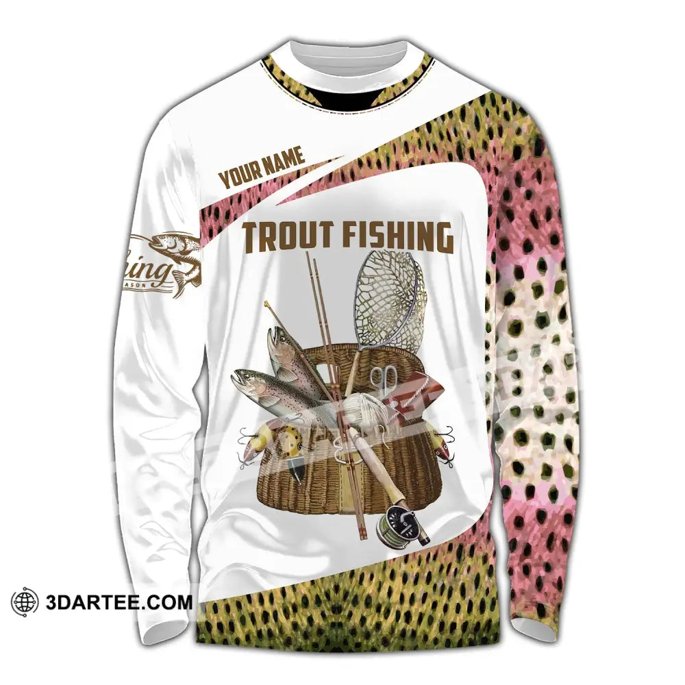 Man Shirt Custom Name Fishing Lover Trout Hoodie Polo Long Sleeve / S T-Shirt