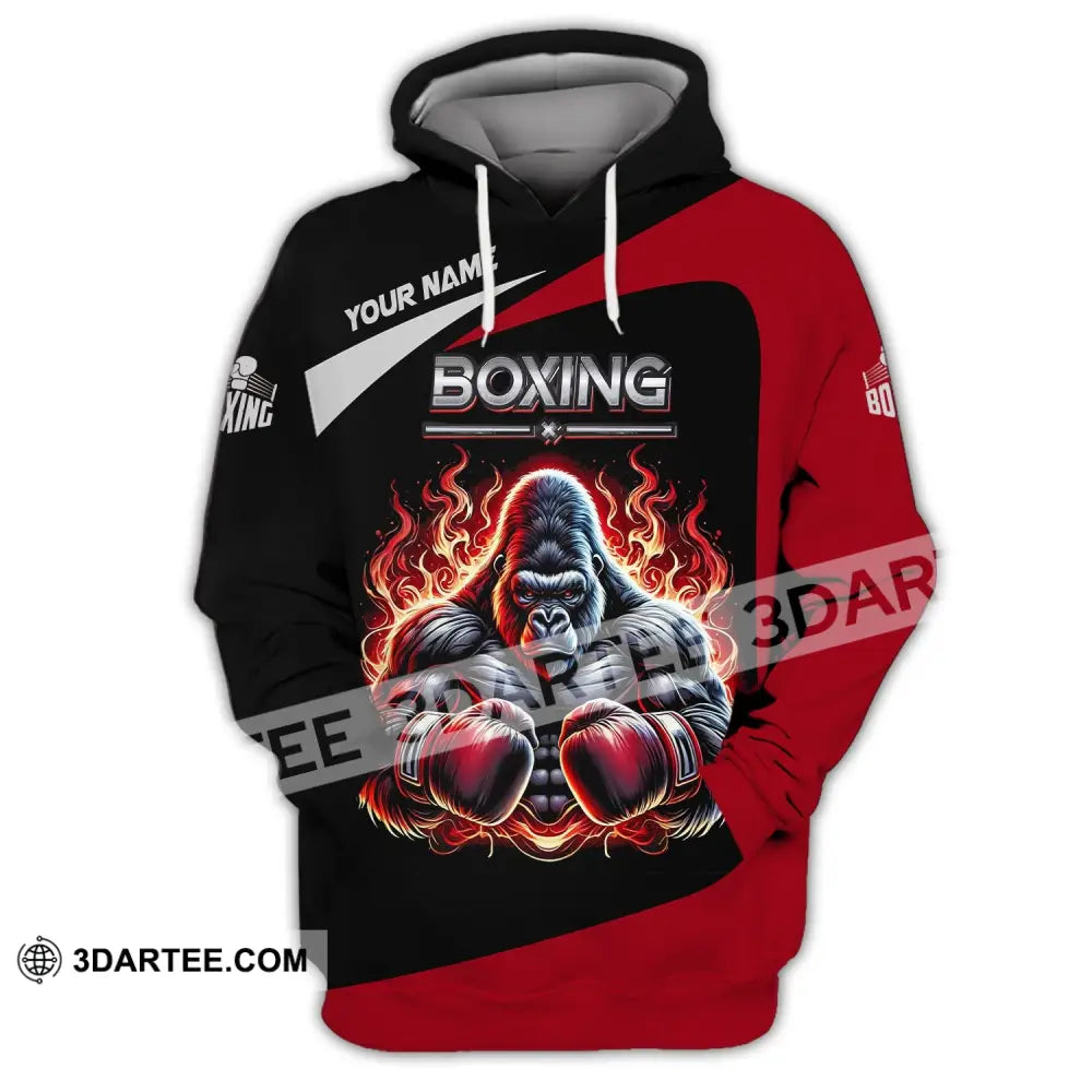 Man Shirt Custom Name For Boxing Lover Bear Hoodie Polo Long Sleeve / S T-Shirt