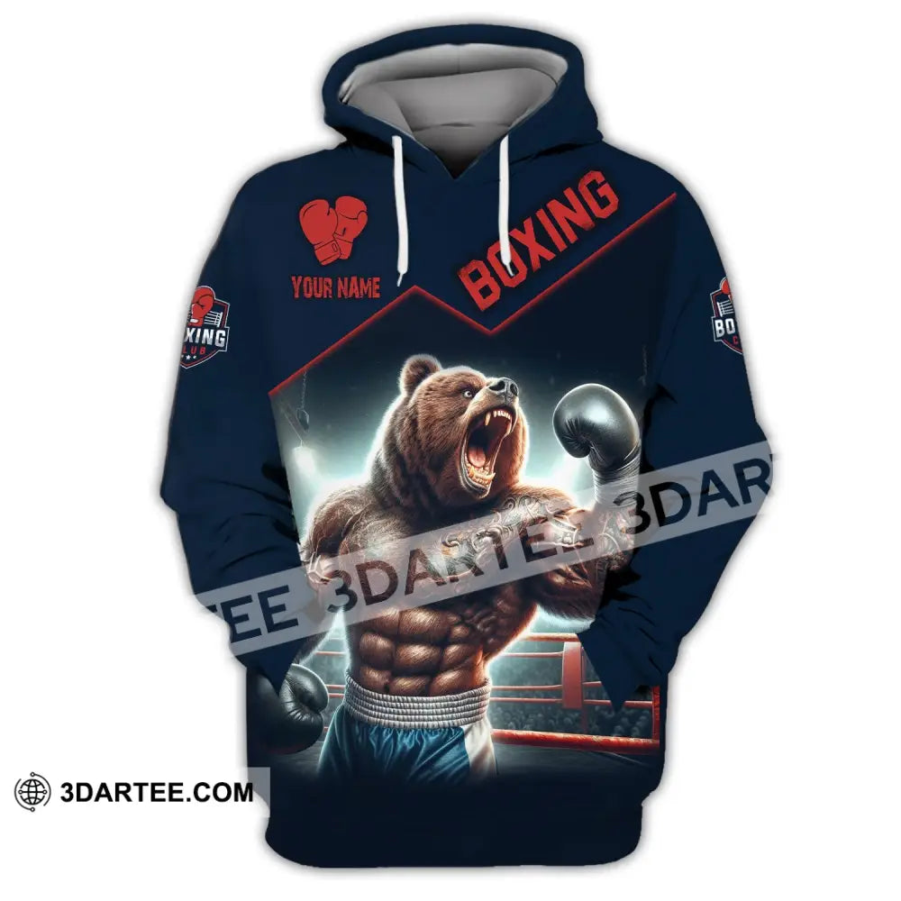 Man Shirt Custom Name For Boxing Lover Bear Hoodie Polo Long Sleeve / S T-Shirt