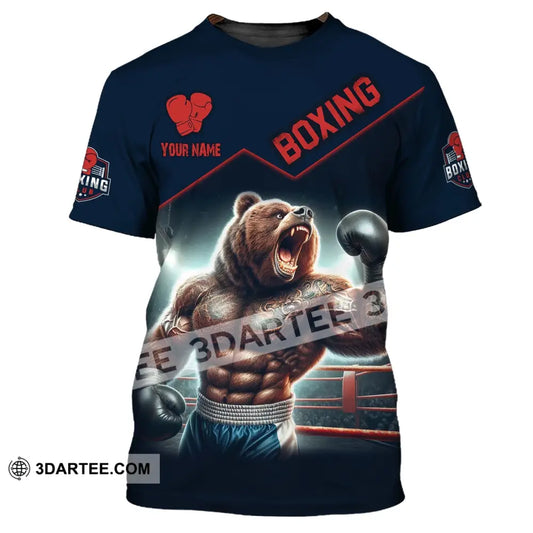 Man Shirt Custom Name For Boxing Lover Bear Hoodie Polo Long Sleeve T-Shirt / S