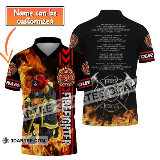 Man Shirt Custom Name For Firefighter T-Shirt Polo T-Shirt