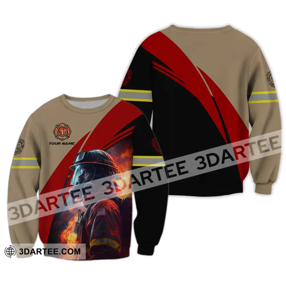 Man Shirt Custom Name For Firefighter T-Shirt Polo Long Sleeve / S T-Shirt