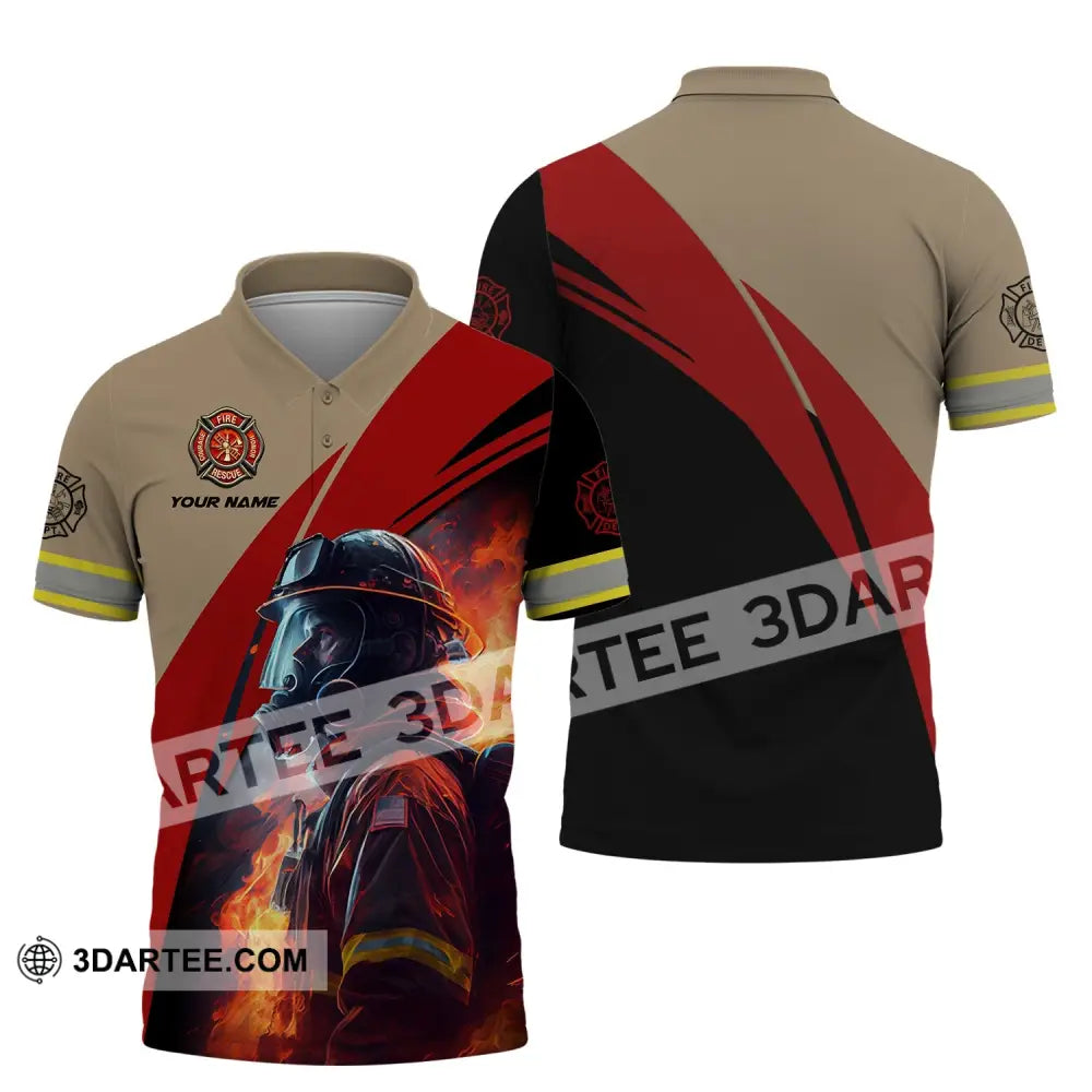 Man Shirt Custom Name For Firefighter T-Shirt Polo / S T-Shirt