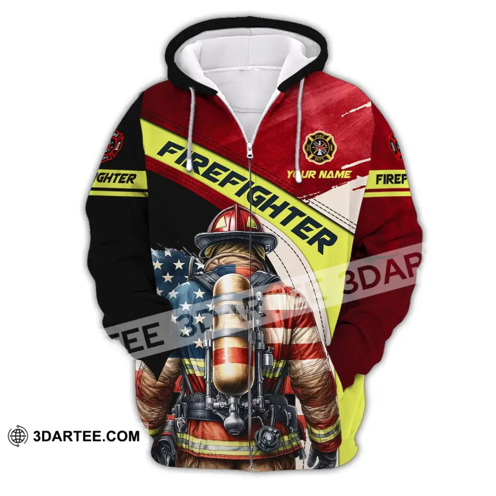 Man Shirt Custom Name For Firefighter T-Shirt Polo Zipper Hoodie / S T-Shirt