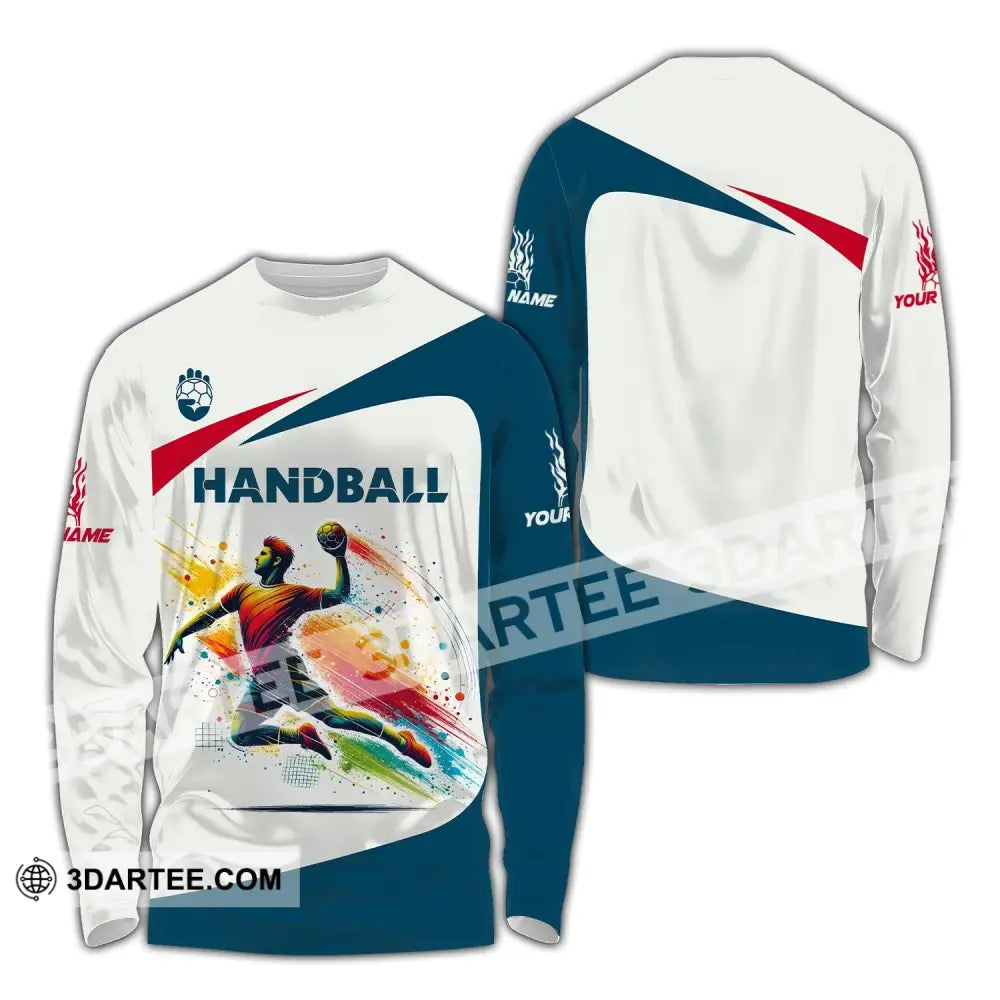 Man Shirt Custom Name For Handball Player Hoodie Polo Long Sleeve / S T-Shirt