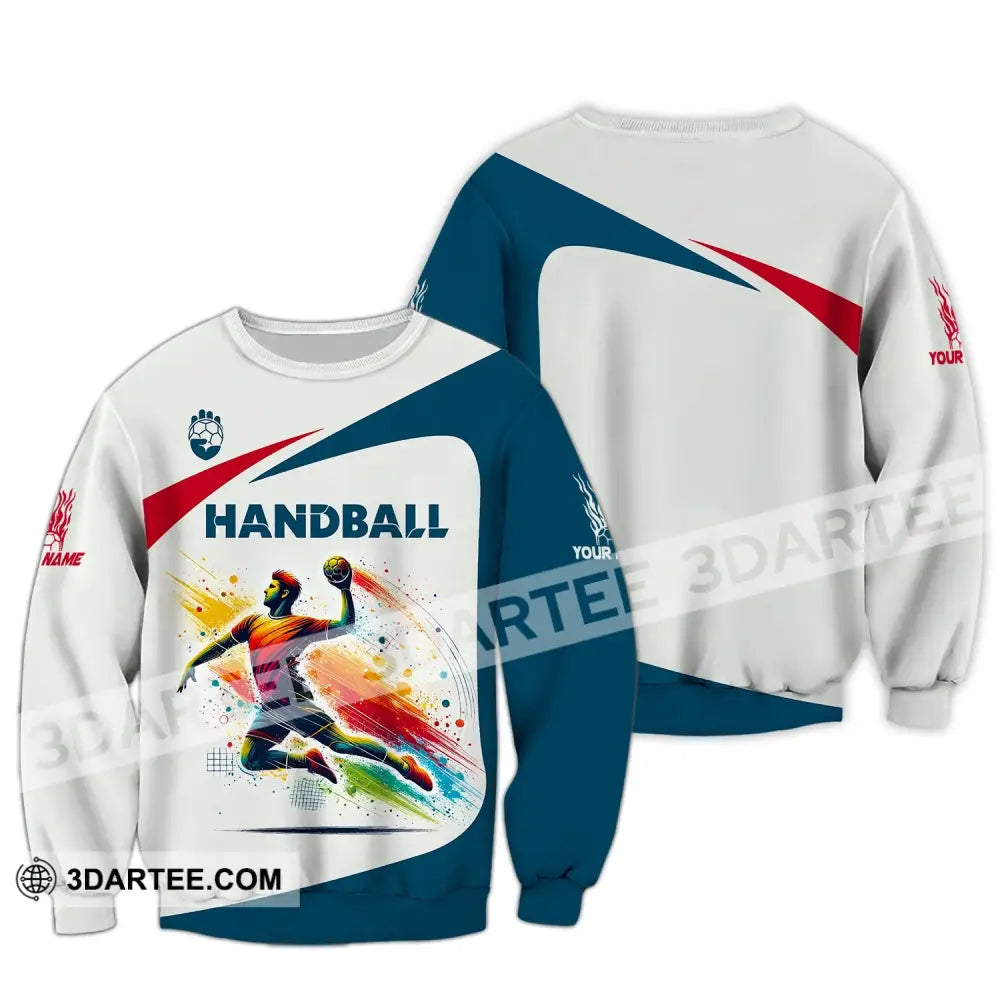 Man Shirt Custom Name For Handball Player Hoodie Polo Long Sleeve / S T-Shirt