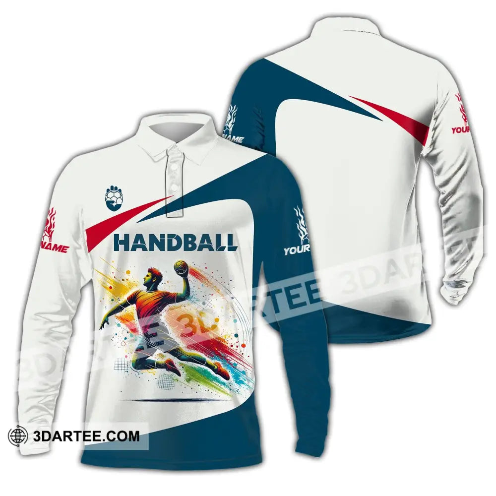 Man Shirt Custom Name For Handball Player Hoodie Polo Long Sleeve / S T-Shirt