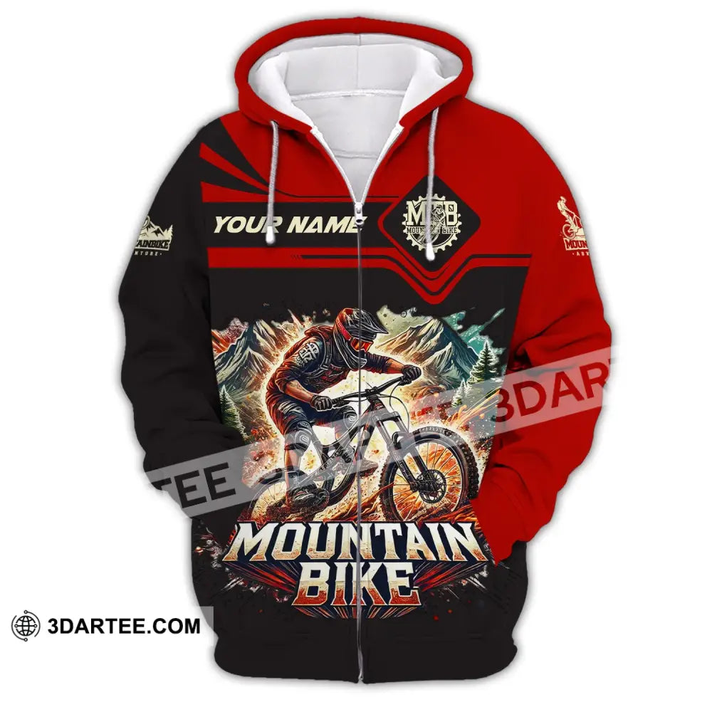 Man Shirt Custom Name For Mountain Bike Lover Gift Hoodie Long Sleeve Zipper / S T-Shirt