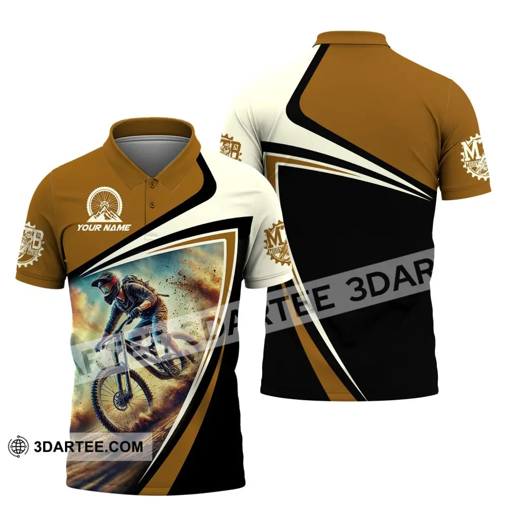 Man Shirt Custom Name For Mountain Bike Lover Gift Polo Long Sleeve / S T-Shirt