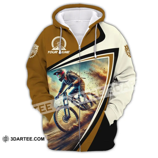 Man Shirt Custom Name For Mountain Bike Lover Gift Polo Long Sleeve Zipper Hoodie / S T-Shirt