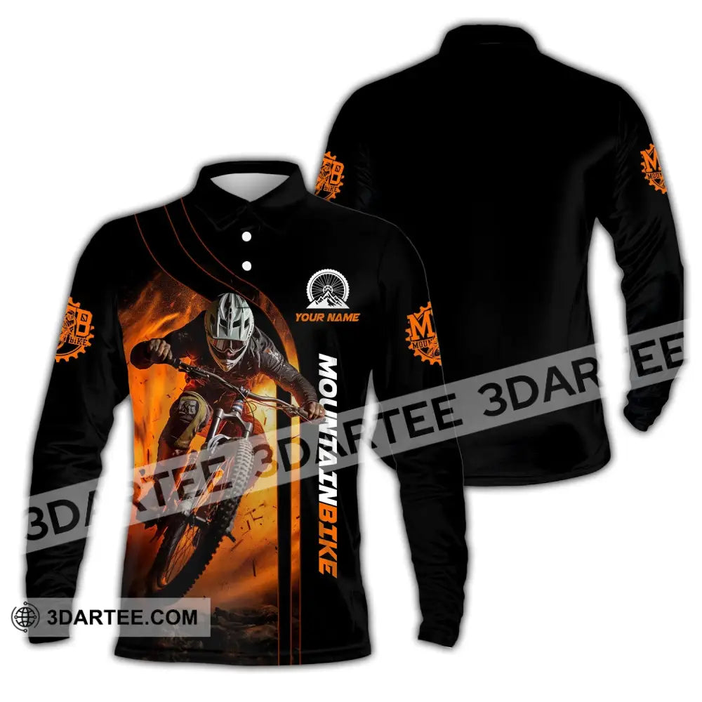 Man Shirt Custom Name For Mountain Bike Lover Polo Long Sleeve Gift / S T-Shirt