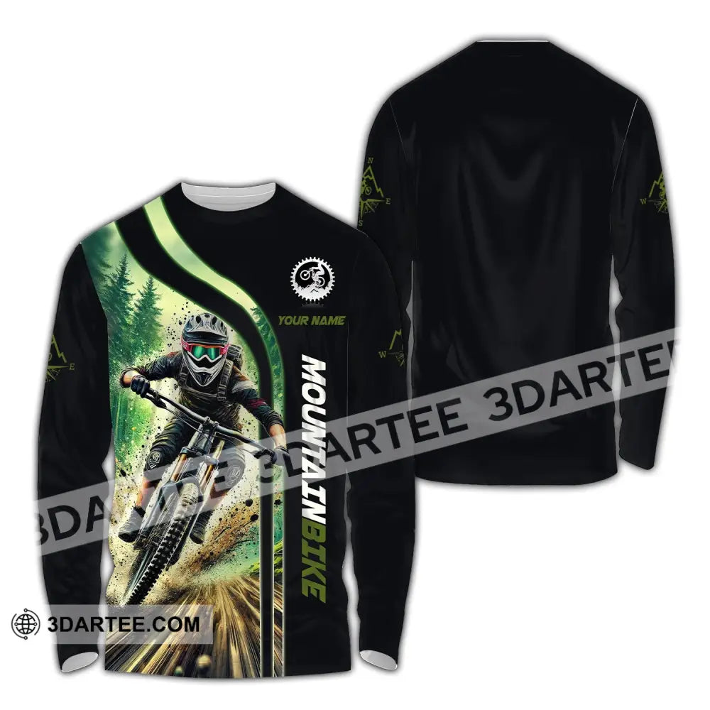 Man Shirt Custom Name For Mountain Bike Lover Polo Long Sleeve Gift / S T-Shirt