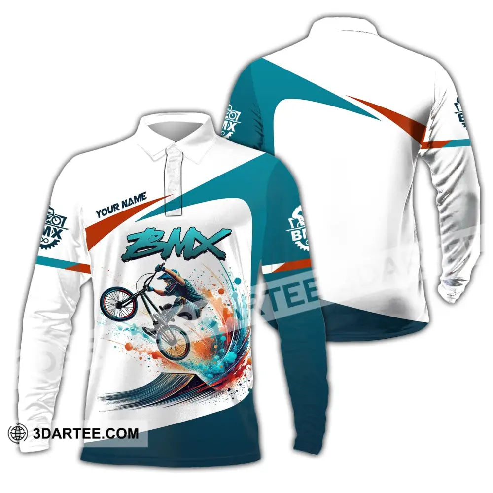 Man Shirt Custom Name For Mountain Bike Lover Polo Long Sleeve Gift / S T-Shirt