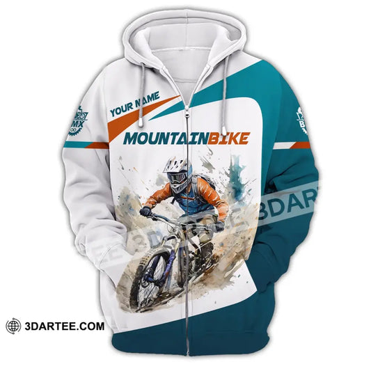 Man Shirt Custom Name For Mountain Bike Lover Polo Long Sleeve Gift Zipper Hoodie / S T-Shirt