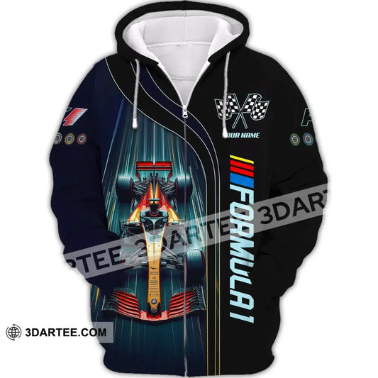 Man Shirt Custom Name Formula One F1 T-Shirt Hoodie Long Sleeve Zipper / S