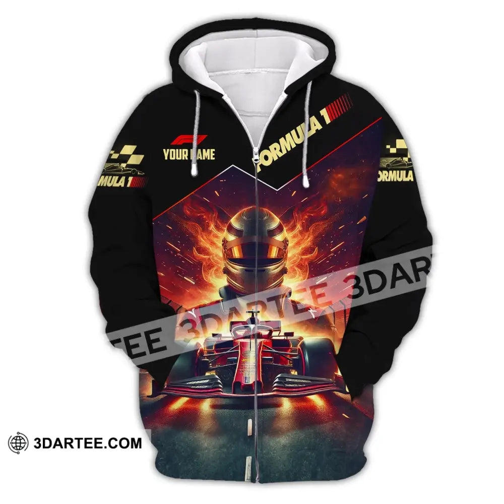 Man Shirt Custom Name Formula One F1 T-Shirt Hoodie Long Sleeve Zipper / S T-Shirt