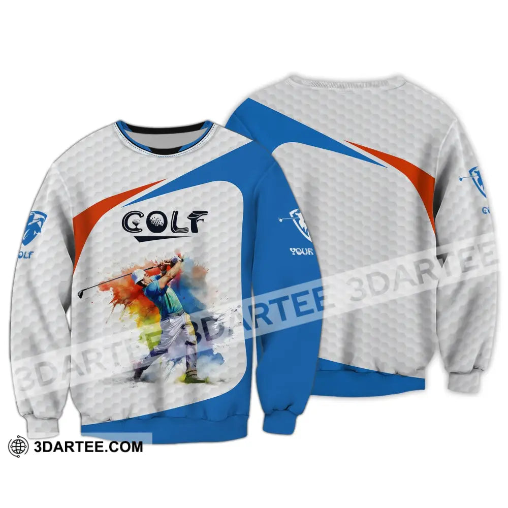 Man Shirt Custom Name Golf Gift For Lover Player Long Sleeve / S T-Shirt