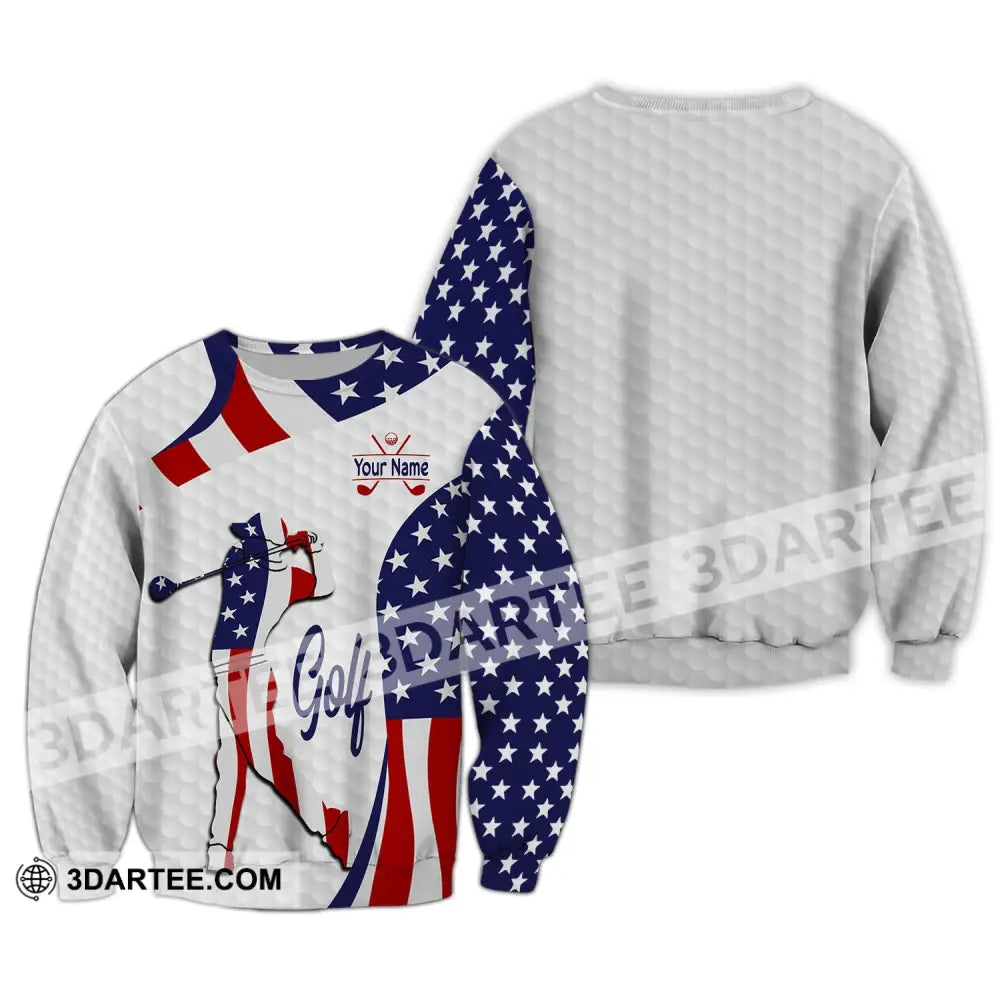 Man Shirt Custom Name Golf Gift For Lover Usa Player Long Sleeve / S T-Shirt