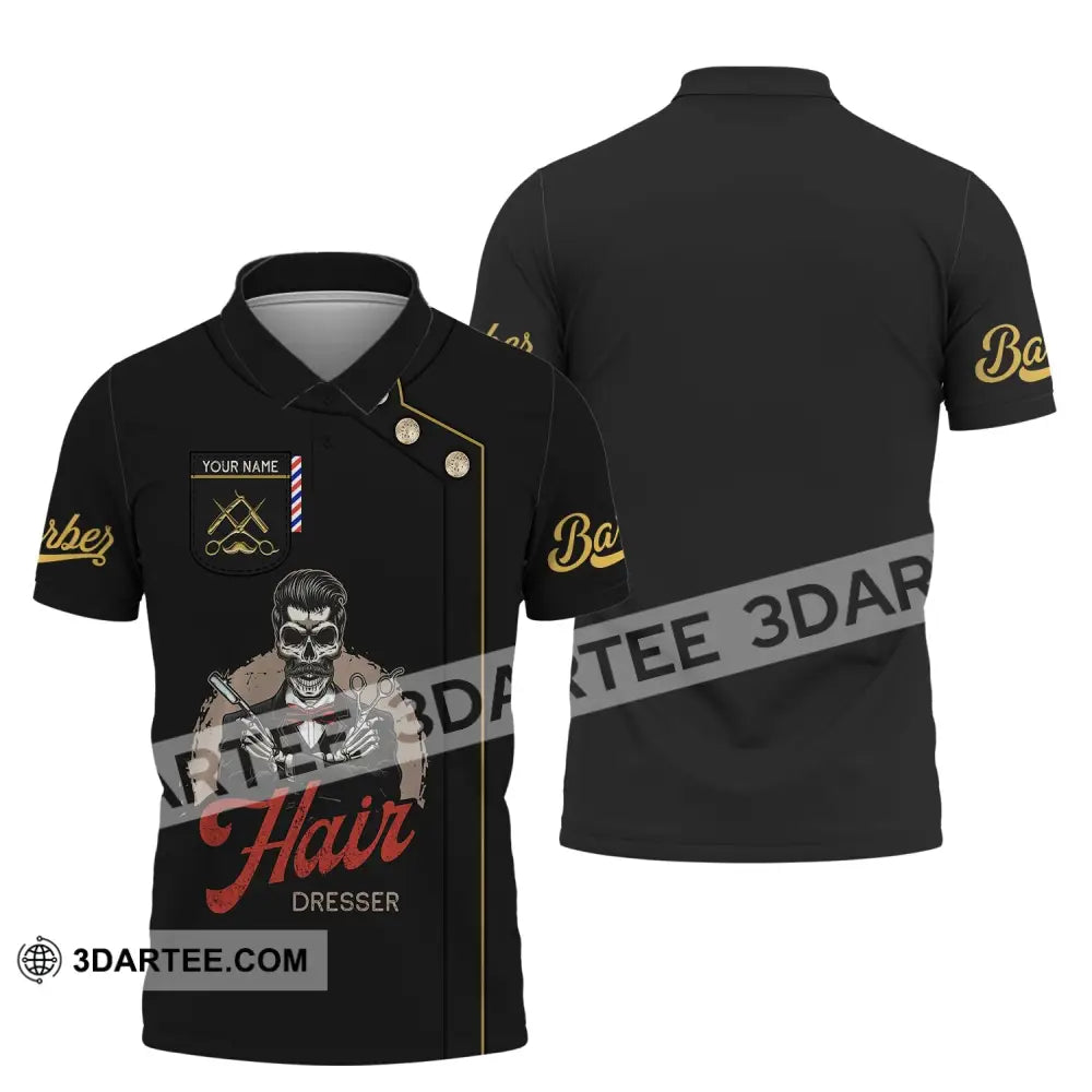 Man Shirt Custom Name Hairdresser Hairstylist Apparel T-Shirt For Barber Shop Polo / S