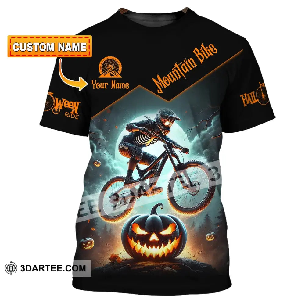 Man Shirt Custom Name Halloween Mountain Bike Lover T-Shirt T-Shirt