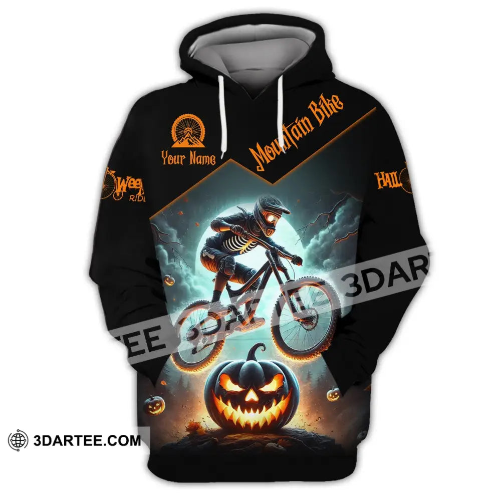 Man Shirt Custom Name Halloween Mountain Bike Lover T-Shirt Hoodie / S T-Shirt