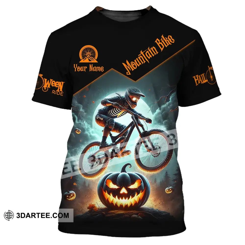 Man Shirt Custom Name Halloween Mountain Bike Lover T-Shirt / S T-Shirt