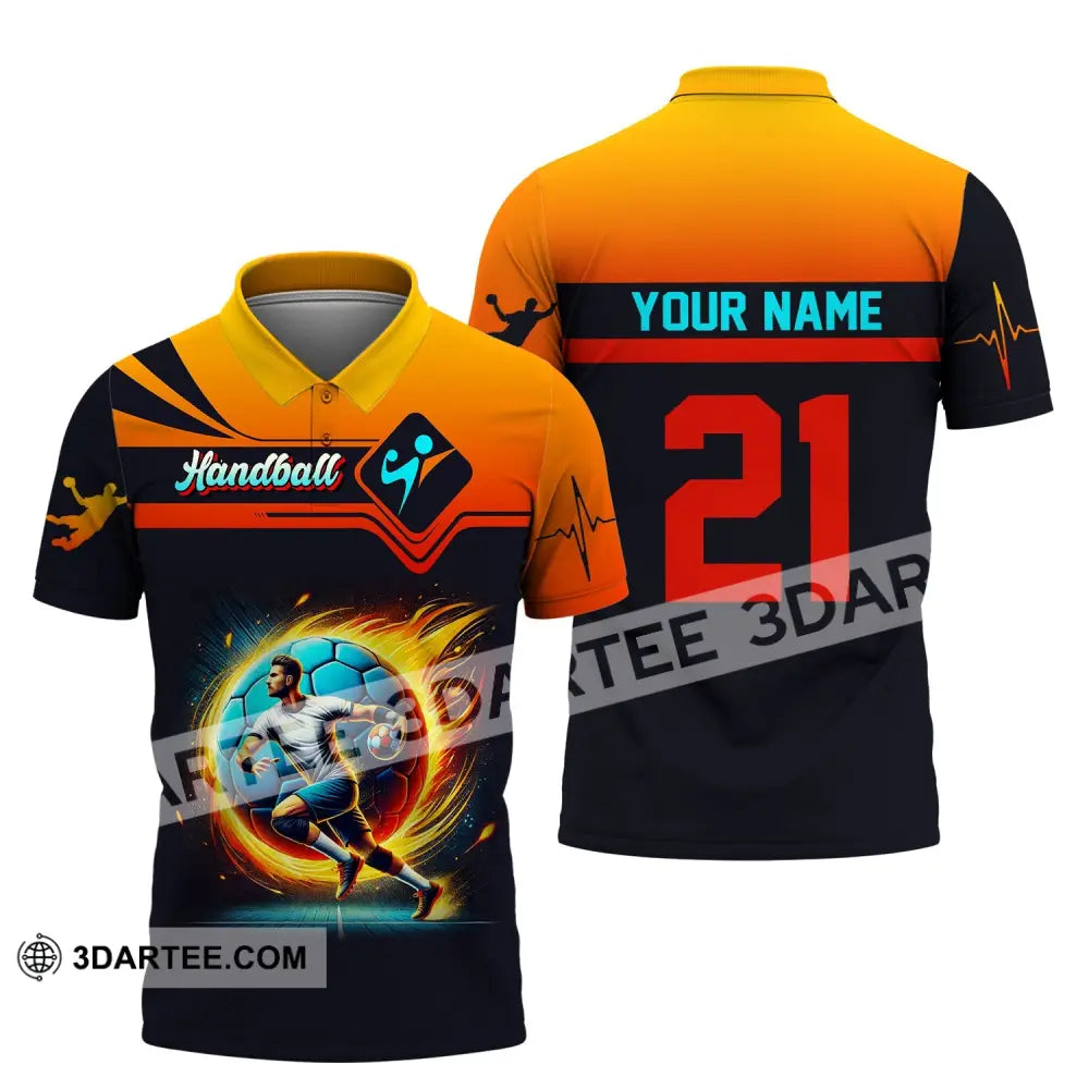 Man Shirt Custom Name Handball Long Sleeve Hoodie Polo Team Uniform / S T-Shirt