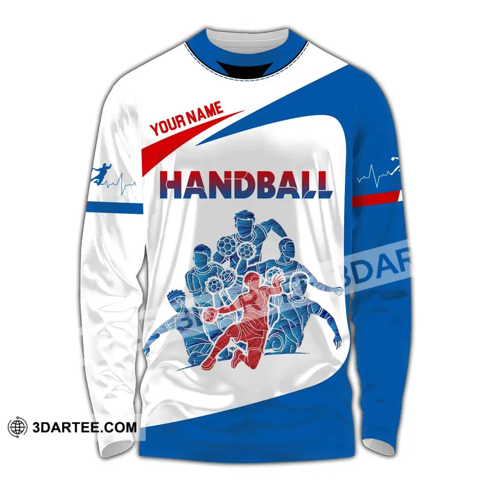 Man Shirt Custom Name Handball Player Hoodie Polo Long Sleeve / S T-Shirt