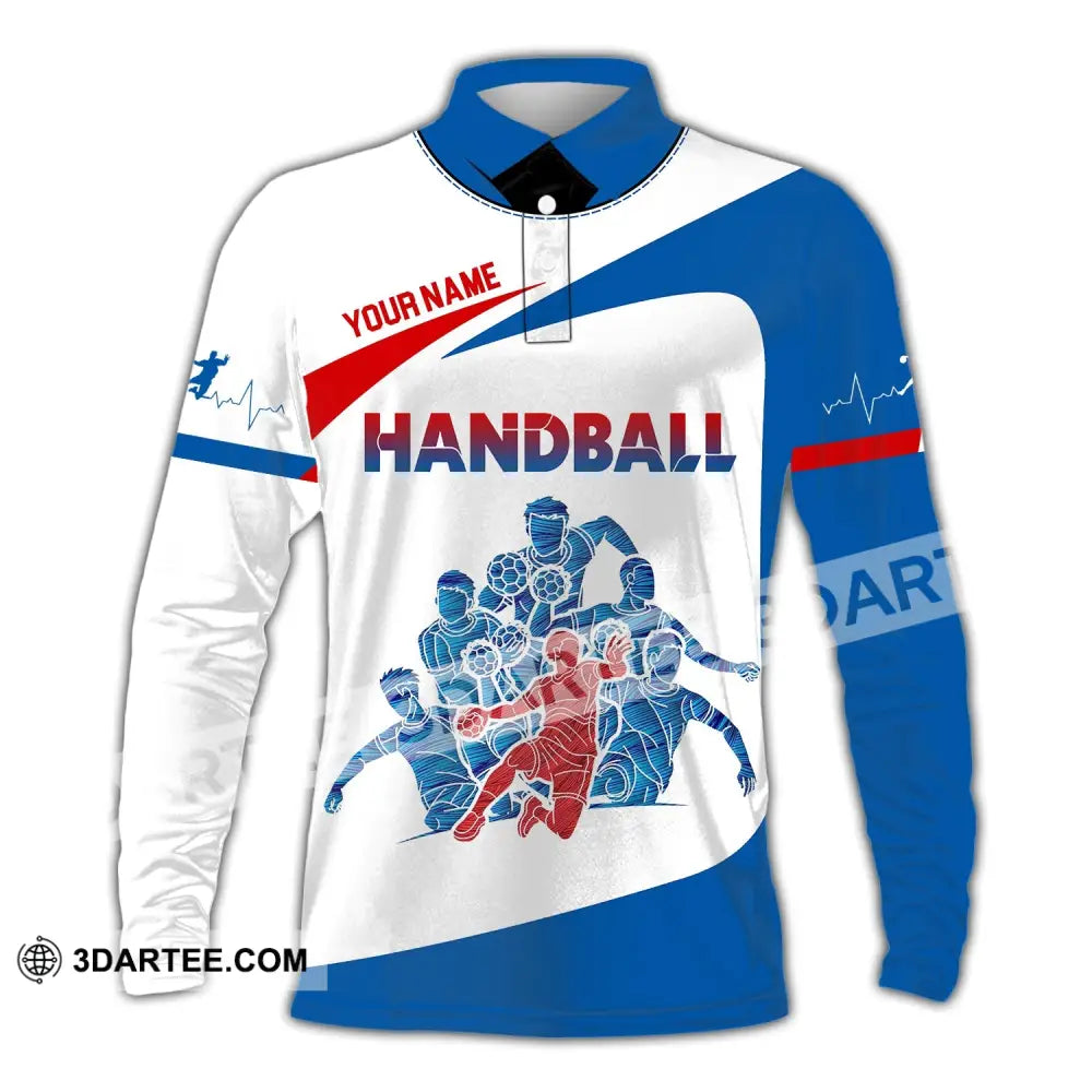 Man Shirt Custom Name Handball Player Hoodie Polo Long Sleeve / S T-Shirt