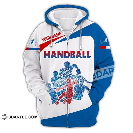 Man Shirt Custom Name Handball Player Hoodie Polo Long Sleeve Zipper / S T-Shirt