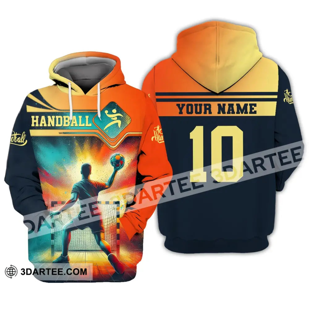 Man Shirt Custom Name Handball T-Shirt Hoodie For Players / S