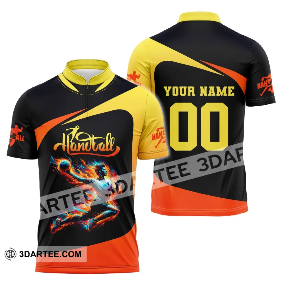 Man Shirt Custom Name Handball T-Shirt Hoodie For Players Zipper Polo / S