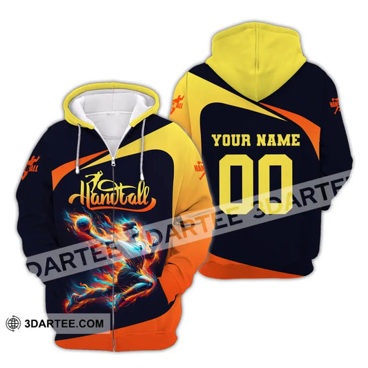 Man Shirt Custom Name Handball T-Shirt Hoodie For Players Zipper / S