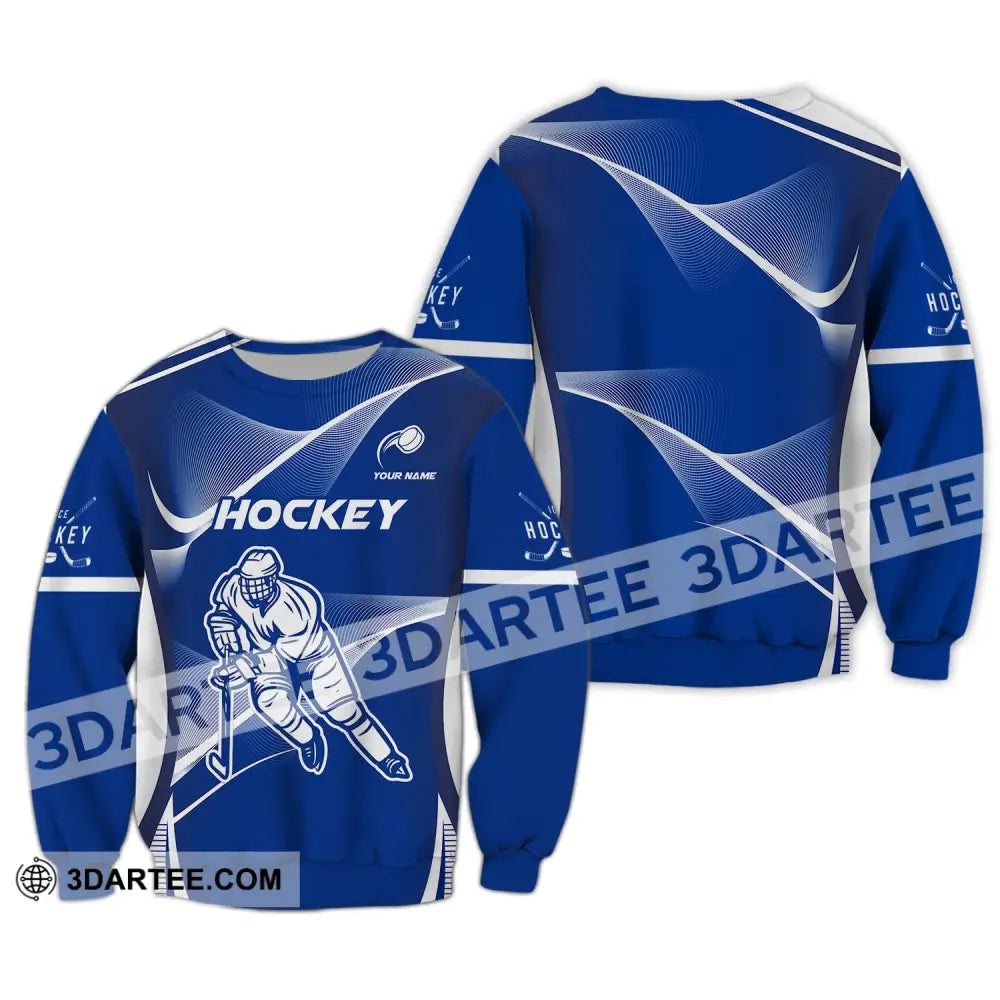 Man Shirt Custom Name Ice Hockey T-Shirt Gift For Player Long Sleeve / S