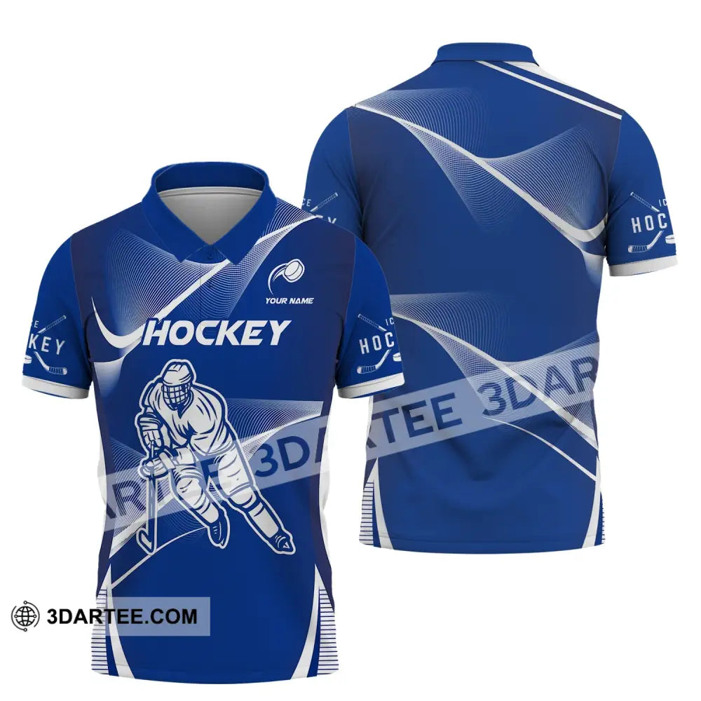 Man Shirt Custom Name Ice Hockey T-Shirt Gift For Player Polo / S