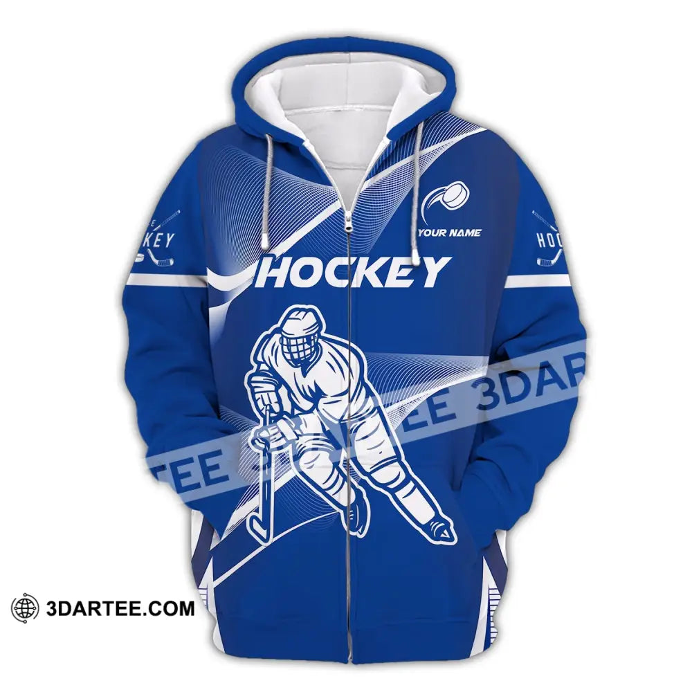 Man Shirt Custom Name Ice Hockey T-Shirt Gift For Player Zipper Hoodie / S