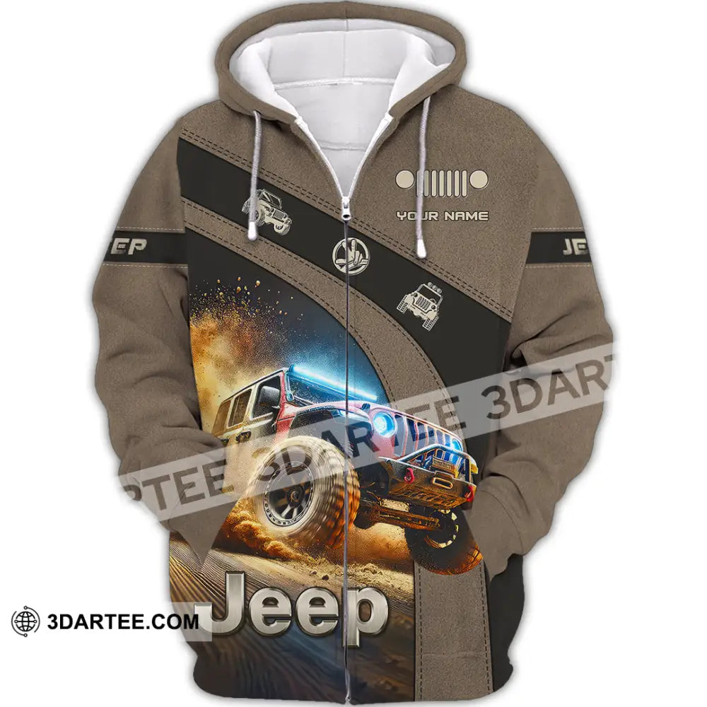 Man Shirt Custom Name Jeep Lover Gift Polo Long Sleeve Hoodie Zipper / S T-Shirt