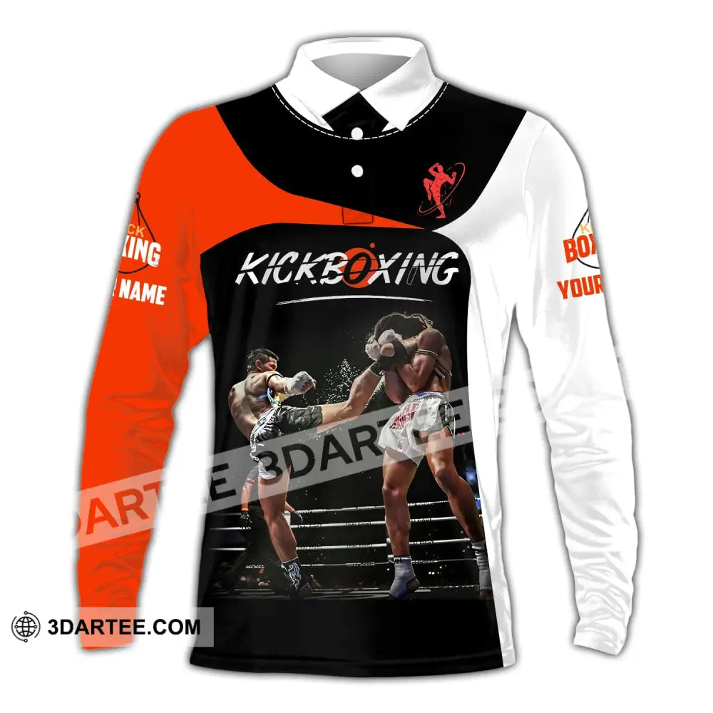 Man Shirt Custom Name Kickboxing Hoodie Polo Long Sleeve / S T-Shirt