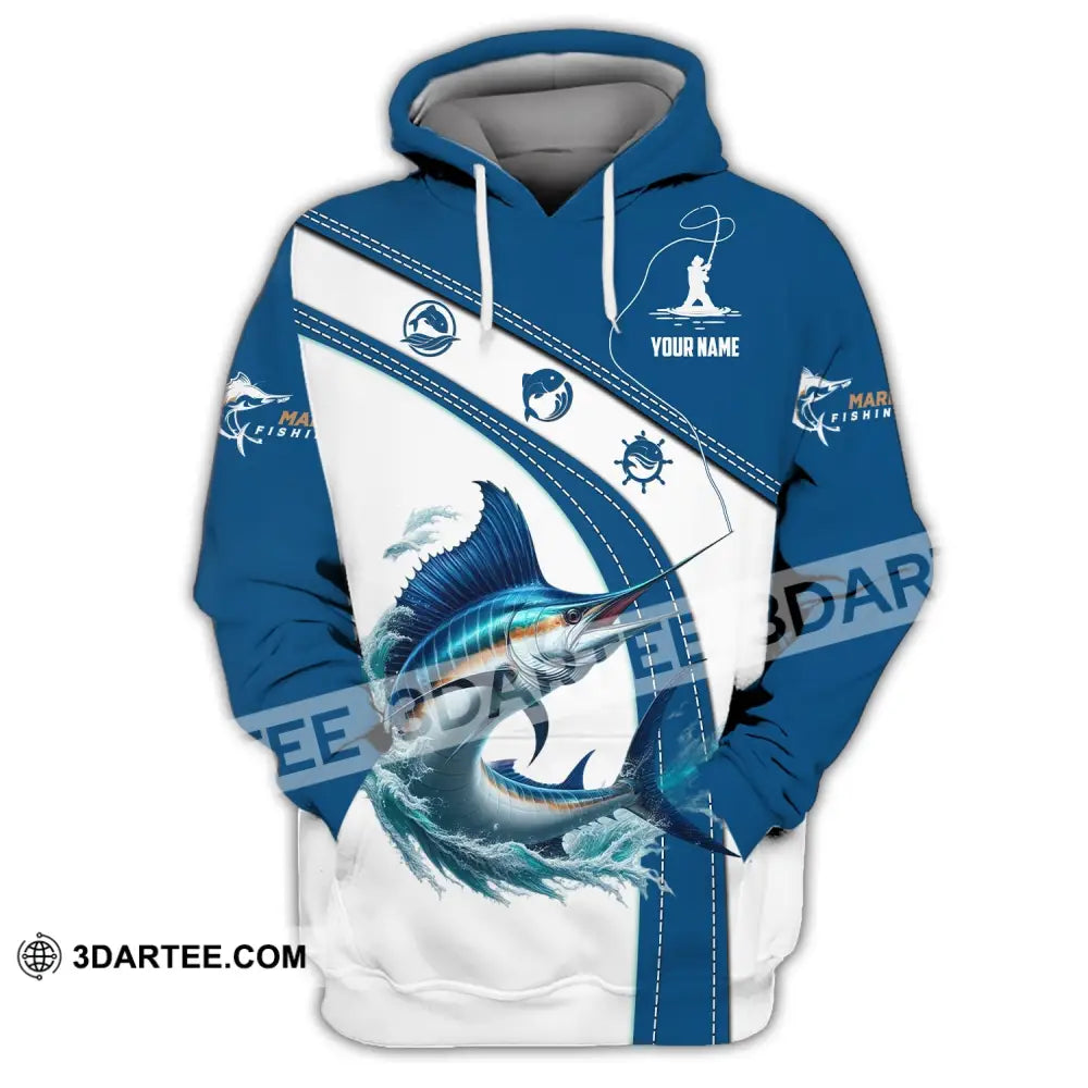 Man Shirt Custom Name Marlin Fishing Lover Hoodie Polo Long Sleeve / S T-Shirt