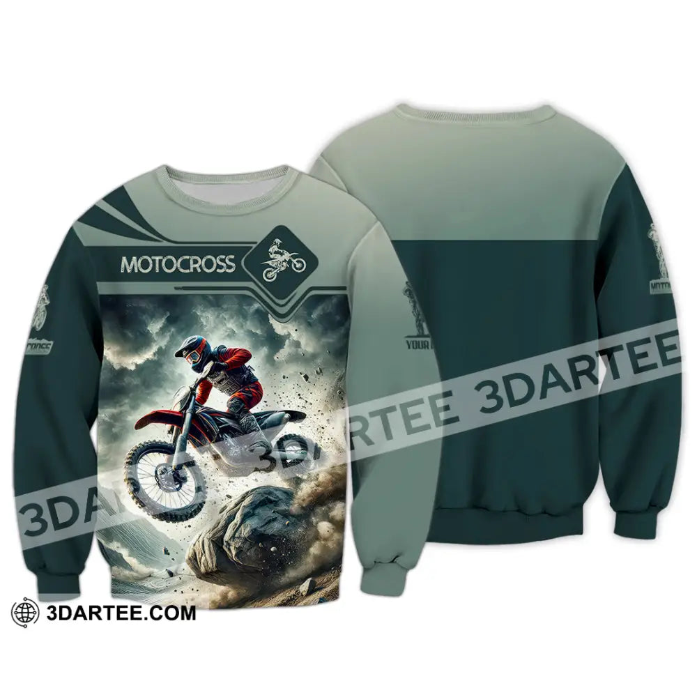 Man Shirt Custom Name Moto Cross Gift Polo Hoodie Long Sleeve / S T-Shirt