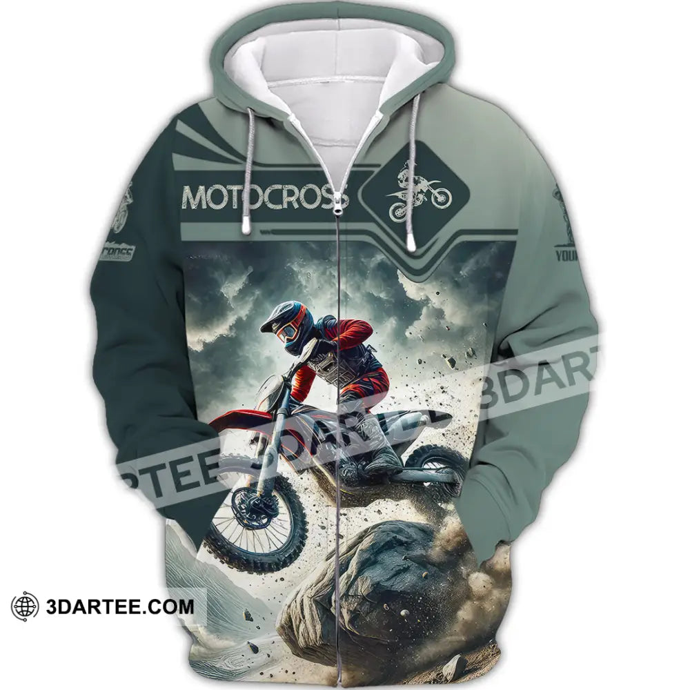 Man Shirt Custom Name Moto Cross Gift Polo Hoodie Long Sleeve Zipper / S T-Shirt