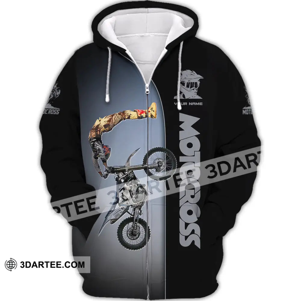 Man Shirt Custom Name Moto Cross Gift Polo Hoodie Long Sleeve Zipper / S T-Shirt