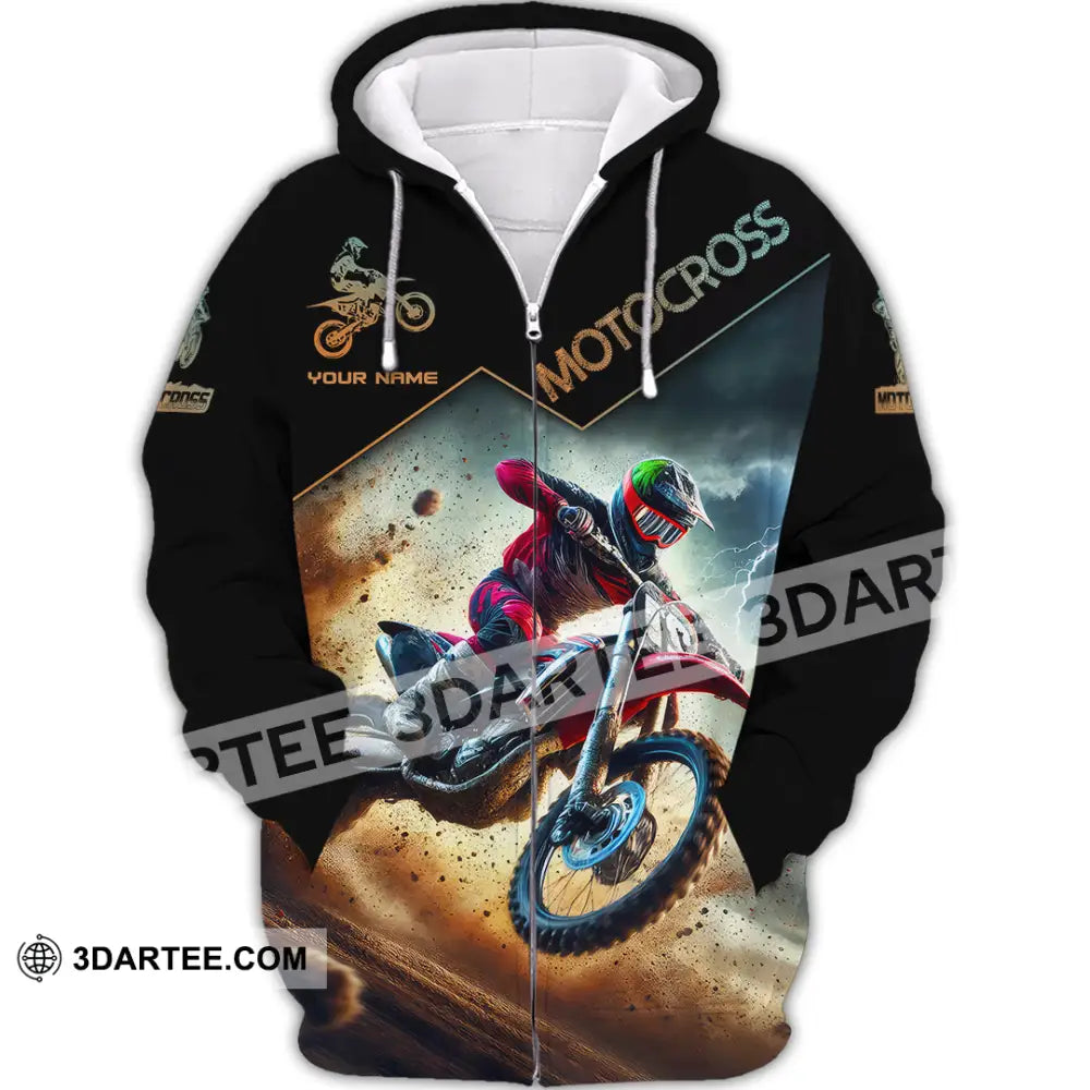 Man Shirt Custom Name Moto Cross Gift Polo Long Sleeve Hoodie Zipper / S T-Shirt