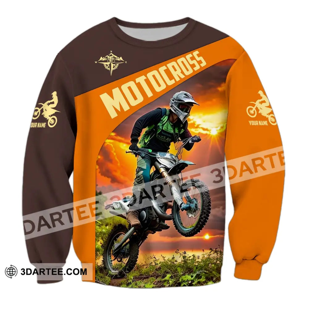 Man Shirt Custom Name Moto Cross Love Gift Long Sleeve / S T-Shirt