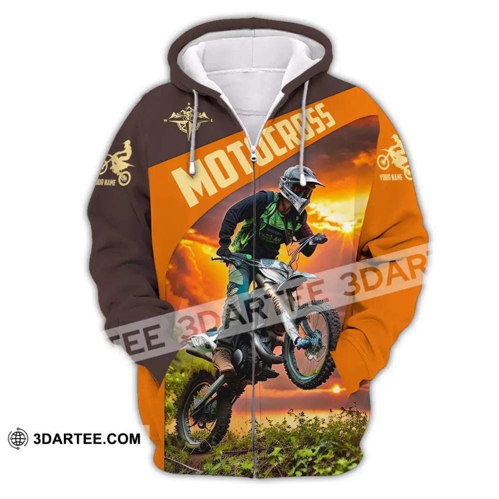 Man Shirt Custom Name Moto Cross Love Gift Zipper Hoodie / S T-Shirt