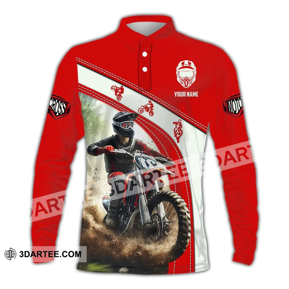 Man Shirt Custom Name Mountain Bike Polo Long Sleeve Gift Yn240803 / S T-Shirt