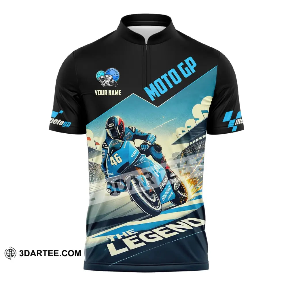 Man Shirt Custom Name Motogp Polo Long Sleeve Gift Zipper / S T-Shirt